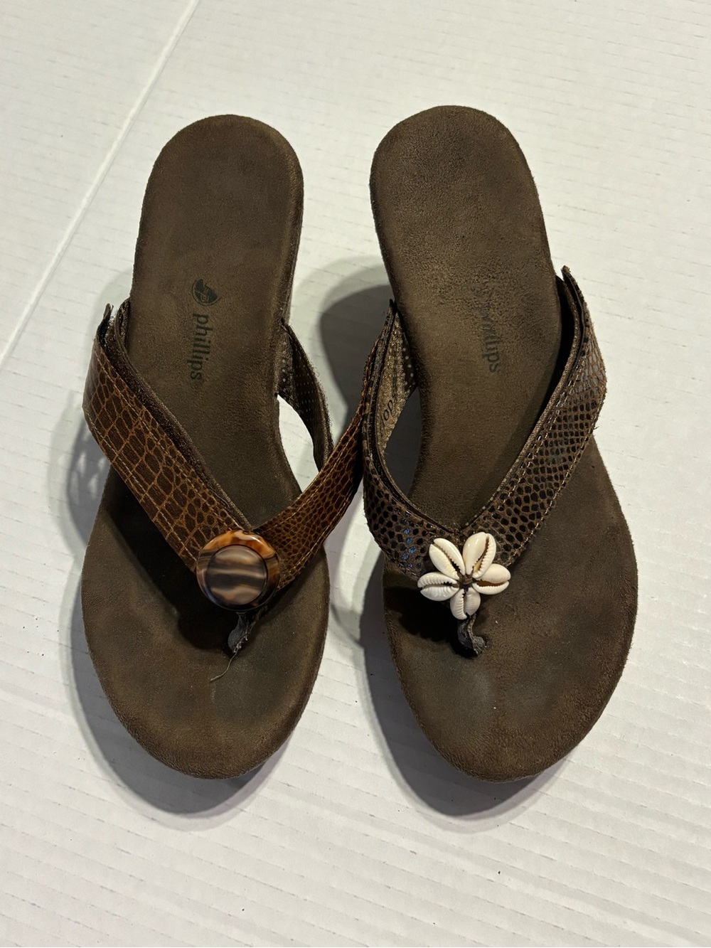 TWO PAIRS: Lindsay Phillips SWITCH FLOPS Sandal, Wedge brown | cork women’s sz 6 - Picture 5 of 11